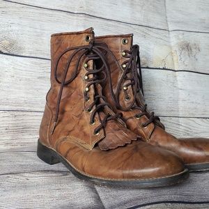 Justin Boots | Brown Leather Combat Boots